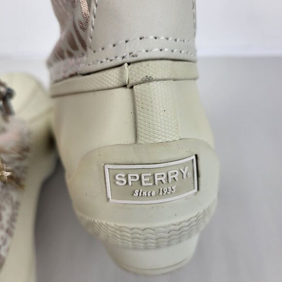 Sperry Top Spider Women's Ivory Metallic Animal Print Waterproof Ankle Boots 7M - Picture 5 of 15